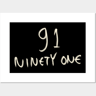 Hand Drawn Letter Number 91 Ninety One Posters and Art